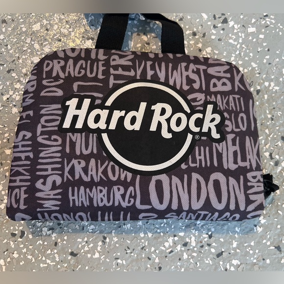 Hard Rock Cafe Handbags - Hard Rock Cafe Black and Purple Logo Travel Pouch